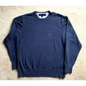 Tommy Hilfiger Men's Blue Long Sleeve Crew Neck Logo Sweater Size Small